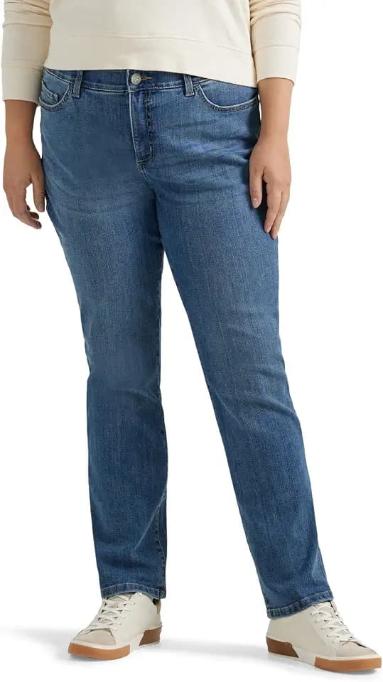Lee Women's Plus Size Ultra Lux Comfort With Flex Motion Straight Leg Jeans