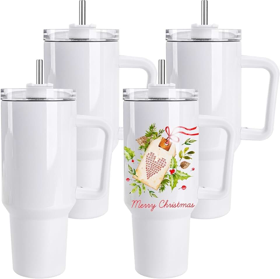D·S 4 Pack Sublimation Tumblers 40 oz Insulated Tumblers with Handle