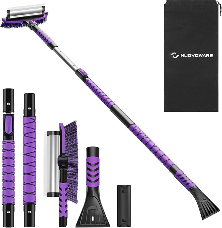 Nuovoware 60" Ice Scraper and Extendable Snow Brush for Car Windshield