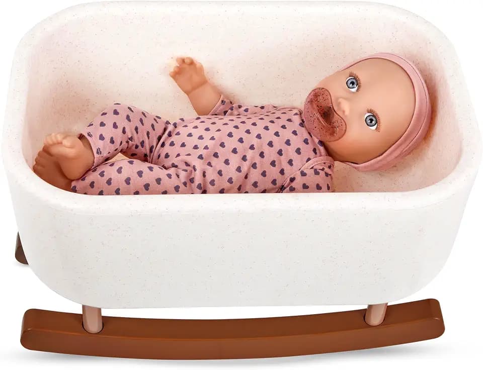 LullaBaby Babypuppe & Stubenwagen-Set, 36 cm, schaukelnde Wiege