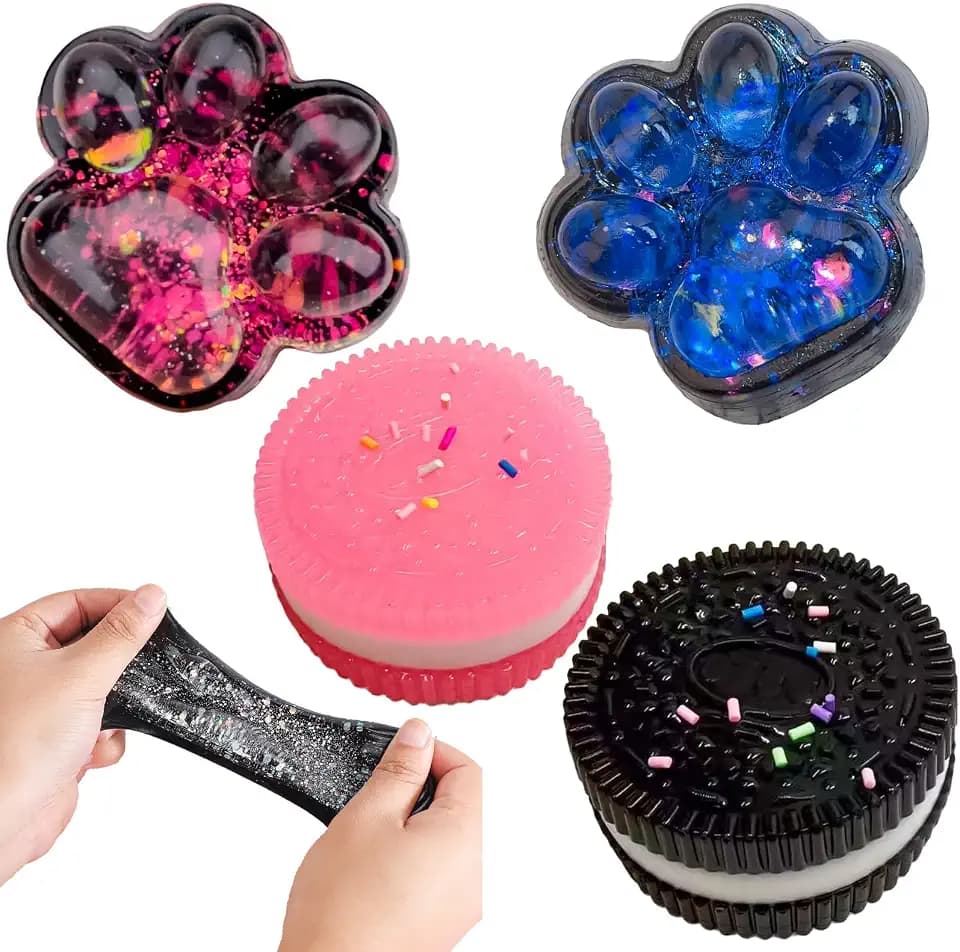 2 Stück Biscuit Stress Relief Toy und 2 x Cat Paw Squishy, Taba Squishy