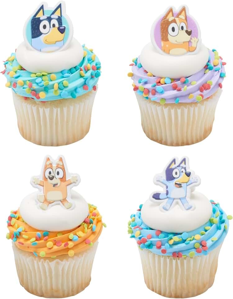 Bluey So Much Fun Cupcake Decoration Toppers | 72 Pack Party Cake Rings