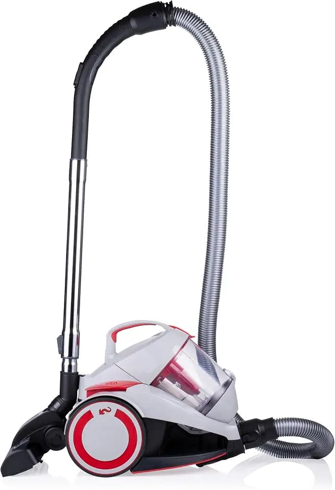 Dirt Devil Staubsauger ohne Beutel DD2502 – Staubsauger 700 W HEPA 12 Filter – Vacuum Cleaner mit Kombibürste, Fugendüse und Parkettdüse – Staubsammelbehälter 1,8 l – Grau/Rot