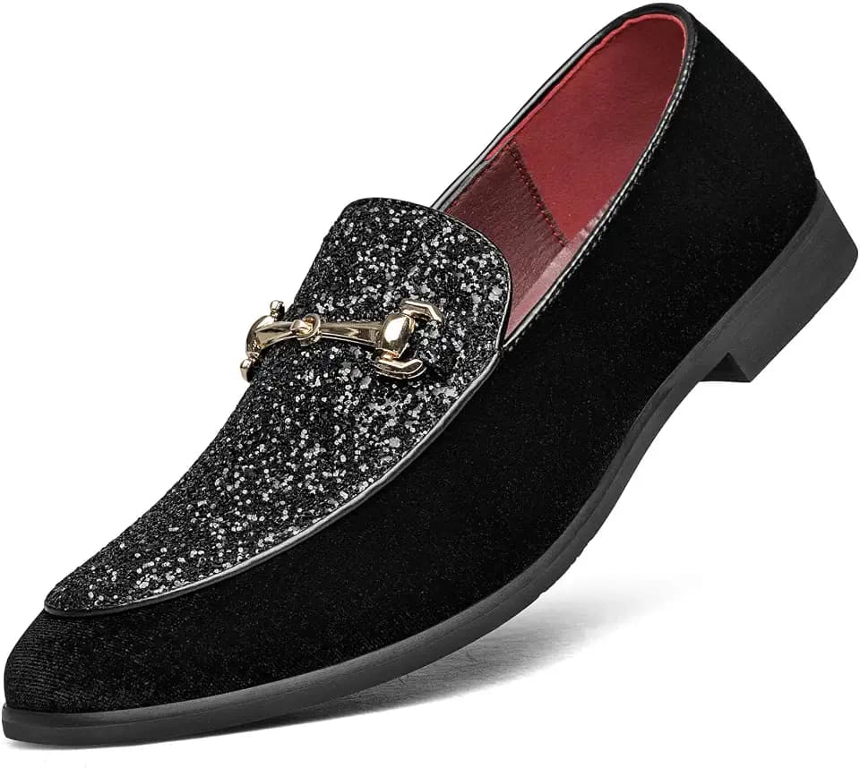 Men's Glitter Dress Shoes Sequins Slip-on Loafers Party Prom