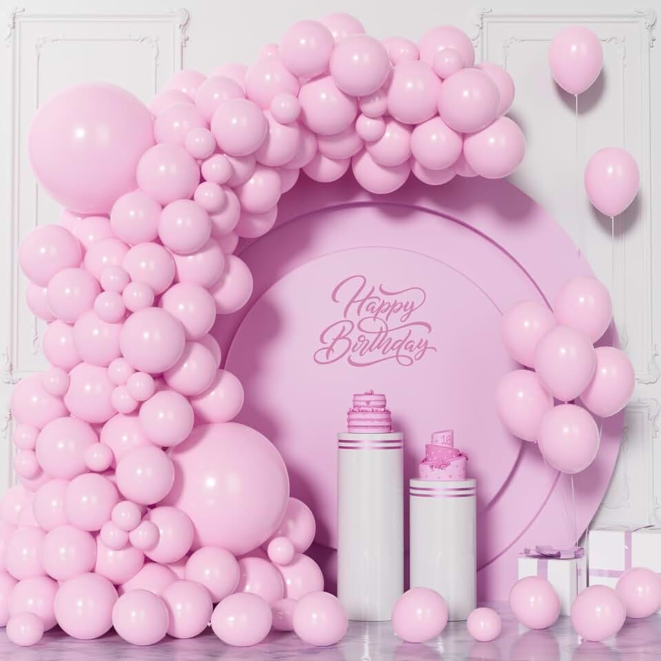 Visun Pastell Rosa Luftballons, 130 Stück Macaron Pink Ballon Girlanden Bogen Set, 5/9/10/12/18 Zoll Baby Rosa Ballon Für Frauen Mädchen Geburtstag Hochzeit Geburtstag Babyparty Jahrestag Braut Deko