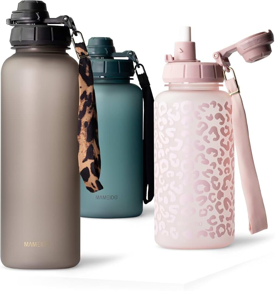 MAMEIDO Trinkflasche mit Strohhalm 2 l (Urban Taupe)