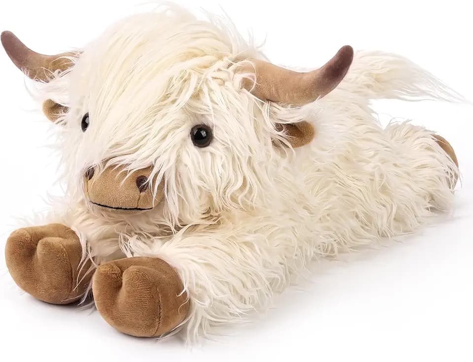 Highland Cow Stuffed Animals, Microwavable Stuffed Animal Adorable Fluffy Highland Cow Plush for Warmth Comfort, Heatable Coolable Lavender Scent Toy, Cute Soft Plushies Gift for Kid Boy Girl & Adult