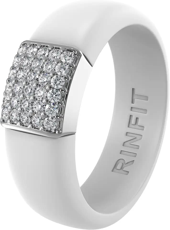 Rinfit Silicone Ring with Metal Plate & CZ for Women