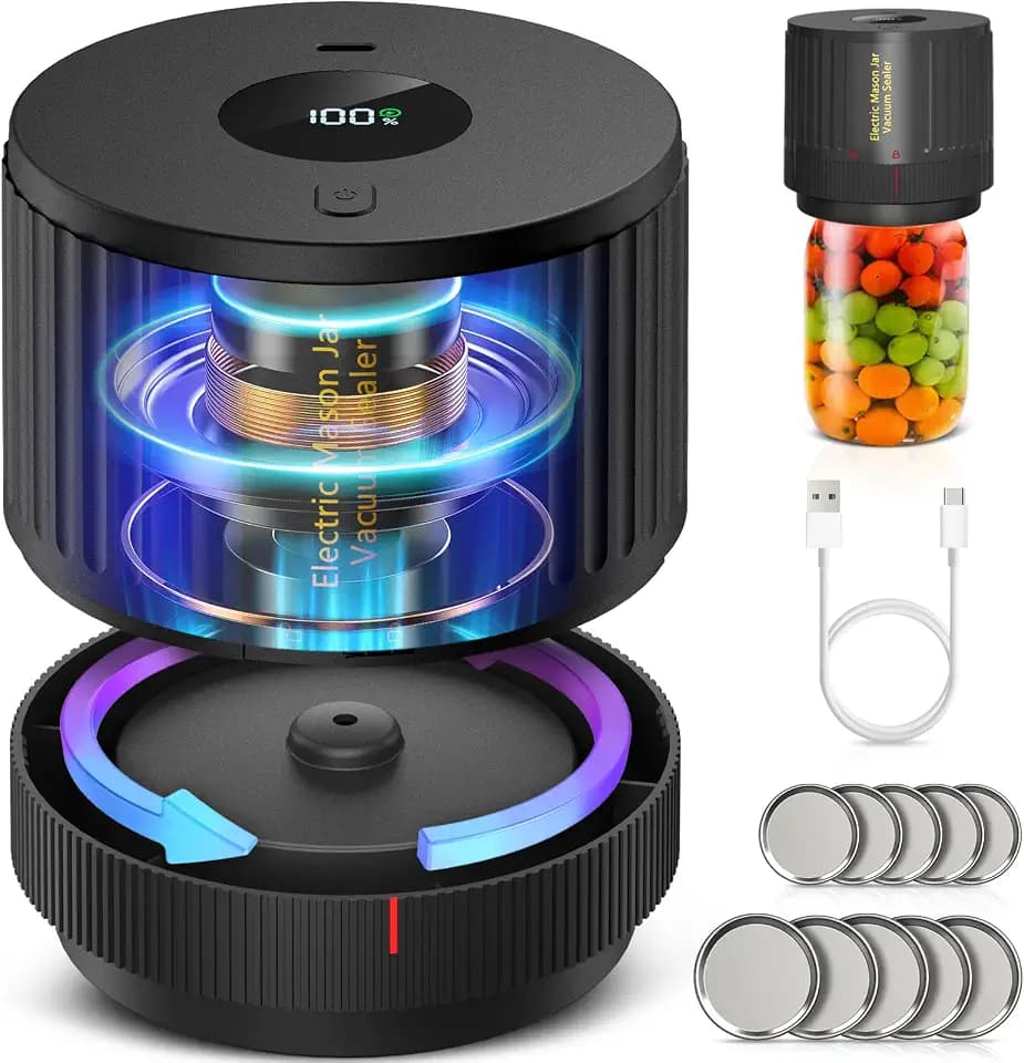 ATTIKBIZ Electric Mason Jar Vacuum Sealer for Food Preservation - Black