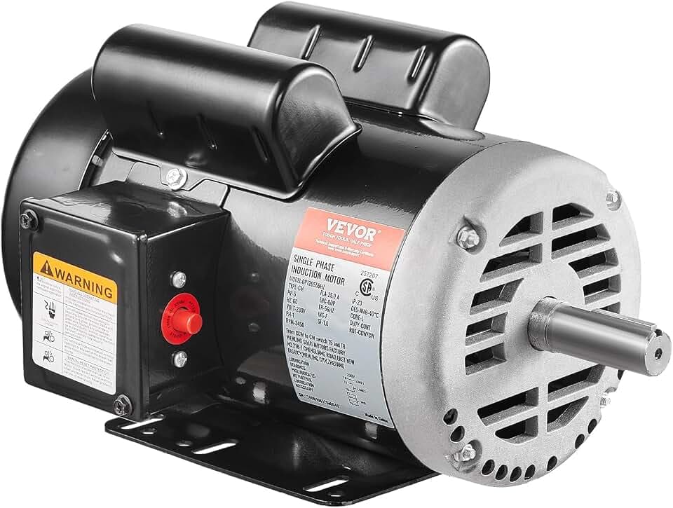 VEVOR 5HP Air Compressor Electric Motor, 230V 25 Amps, 56HZ Frame 3450RPM