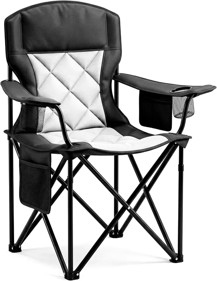 Heavy Duty Camping Chair for Adults, Padded Folding, 330LBS