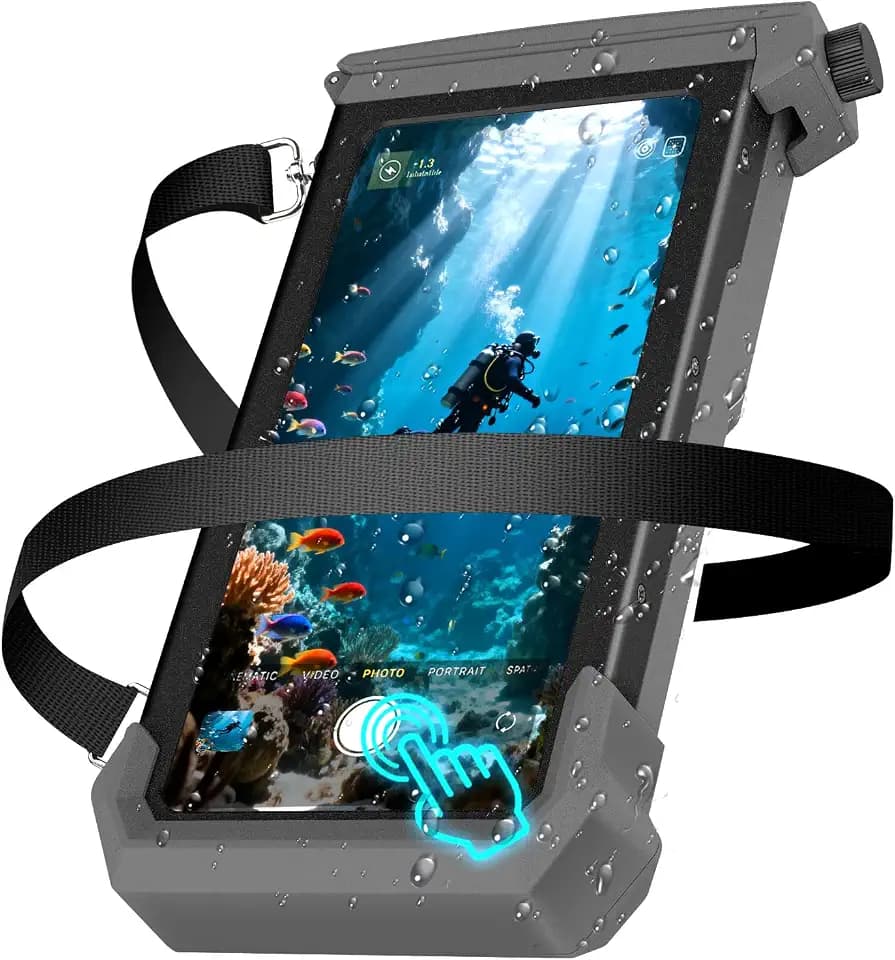 Underwater Phone Case for Snorkeling & Diving (98ft/30m), IP68 Waterproof Case for Swimming, Universal Underwater Touch Screen Case Compatible with iPhone (Gray+Black, 5th Generation)