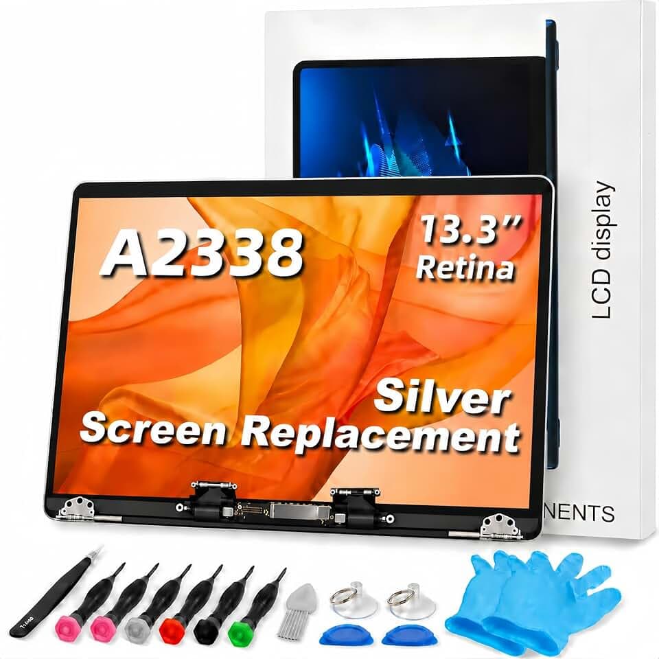 A2338 Screen Replacement for 13.3 inches MacBook Pro M1 2020 2022 Year 2560x1600 Replacement LCD Full Assembly for EMC 3578 Silver
