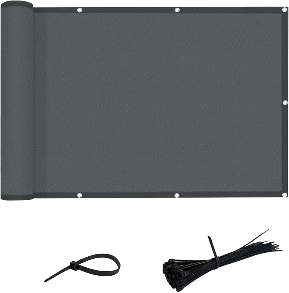 LOVE STORY 3' x 6' Waterproof Balcony Privacy Screen Cover, Dark Grey