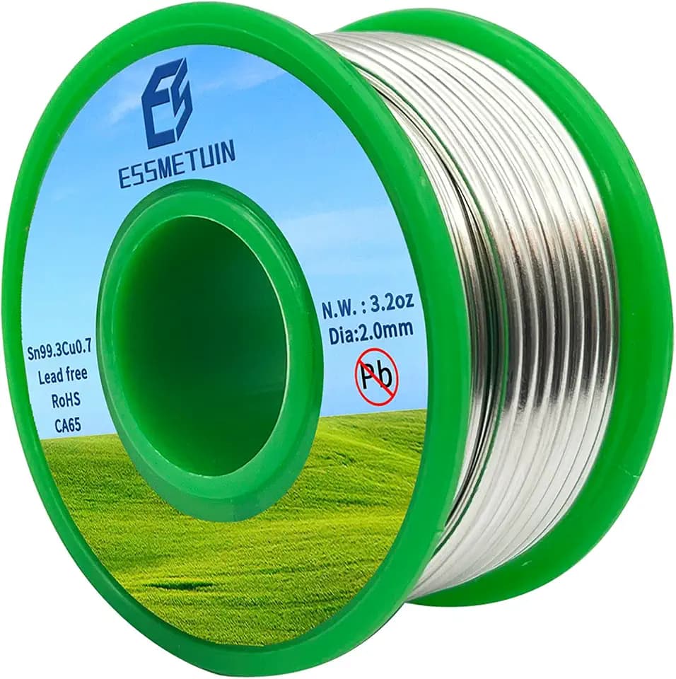 Essmetuin Lead Free Solder Wire(Sn99.3Cu0.7) For Plumbing Solder/Stained Glass/Crafts/Jewelry 217℃ Melting Point 2.0MM No Flux,ROHS (3.2oz)