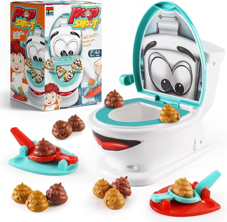 deAO Shoot the Poop Family Spielzeug, PIPI Party Spiel Toilette für Kinder