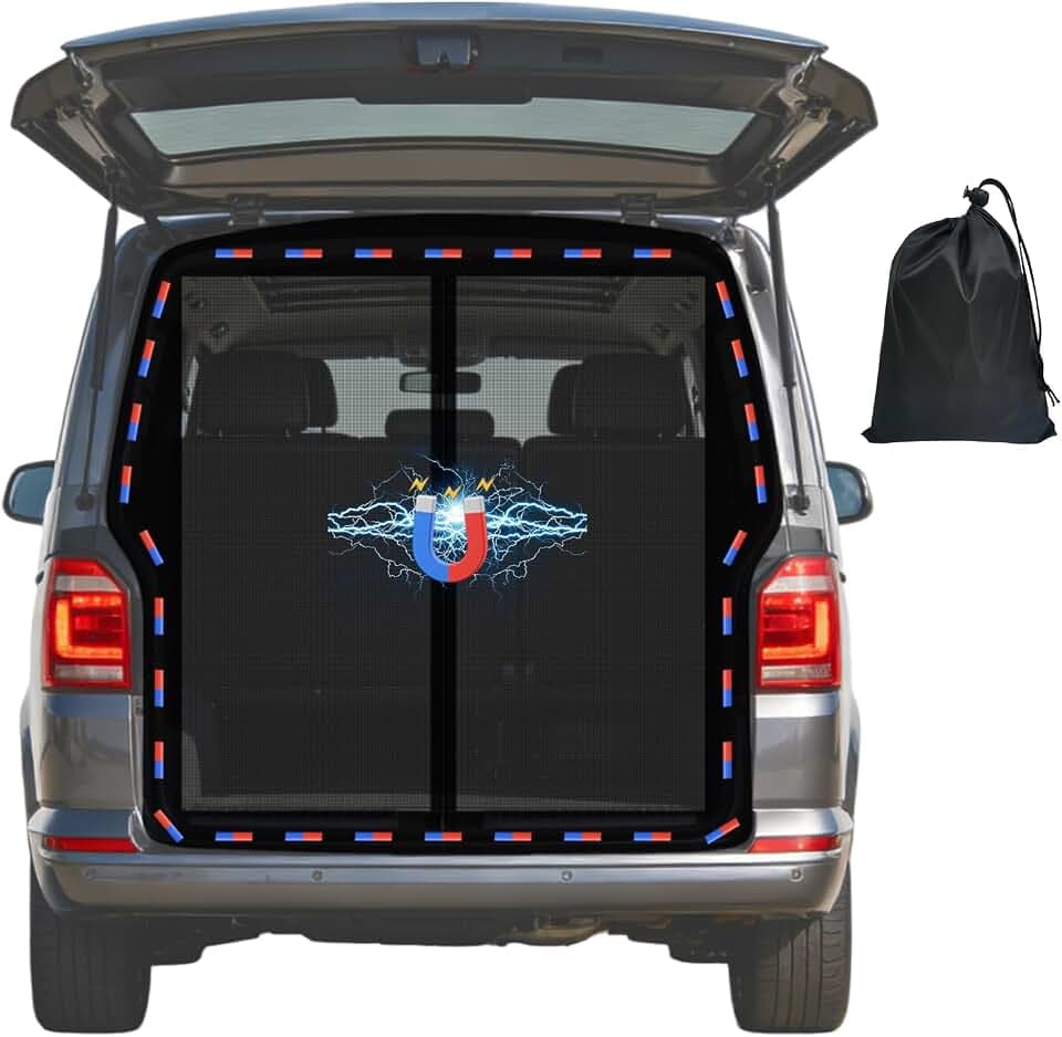 Upgrade-Version Magnetisches Moskitonetz Auto für VW T5 T6 Heckklappe, Kofferraum Fliegengitter 155×146cm, Vollmagnetverschluss atmungsaktiv Insektenschutz Sichtschutz Sonnenschutz Camping