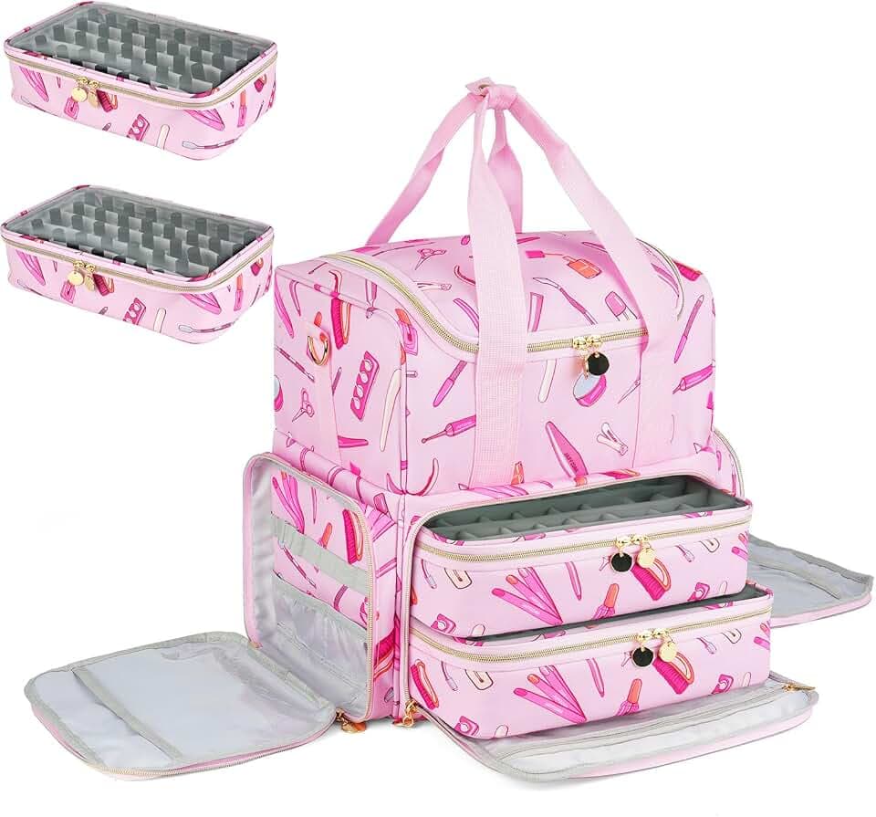 Nail Polish Organizer Case,Double Layers Nail Organizers and Storage Bag for Nail Supplies,Nail Art Tech