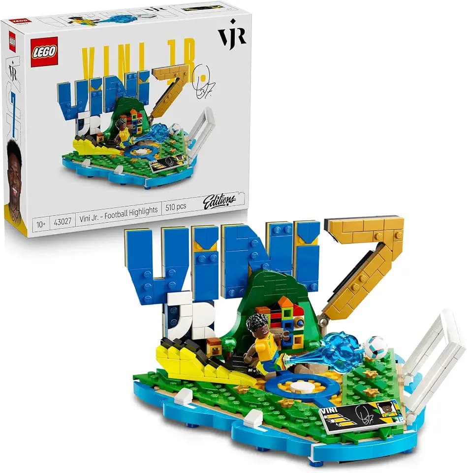 LEGO Editions Vini Jr. – Fußball-Highlights Spielzeug - 3D Modellbau mit Minifigur zum Sammeln - Kinderzimmer Deko - Geschenk für Jungen, Mädchen ab 10 Jahren und Erwachsene Sportfans - 43027