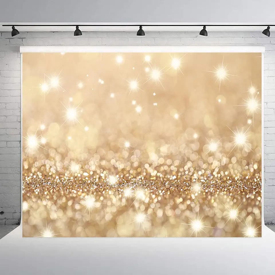 Sequin Glitter Backdrop (6x4ft) - Gold Spot Backdrop Light Spots Background Wedding Photography Banner for Birthday/Bridal Shower/Decoration/Photoshoot/Photo Studio Props