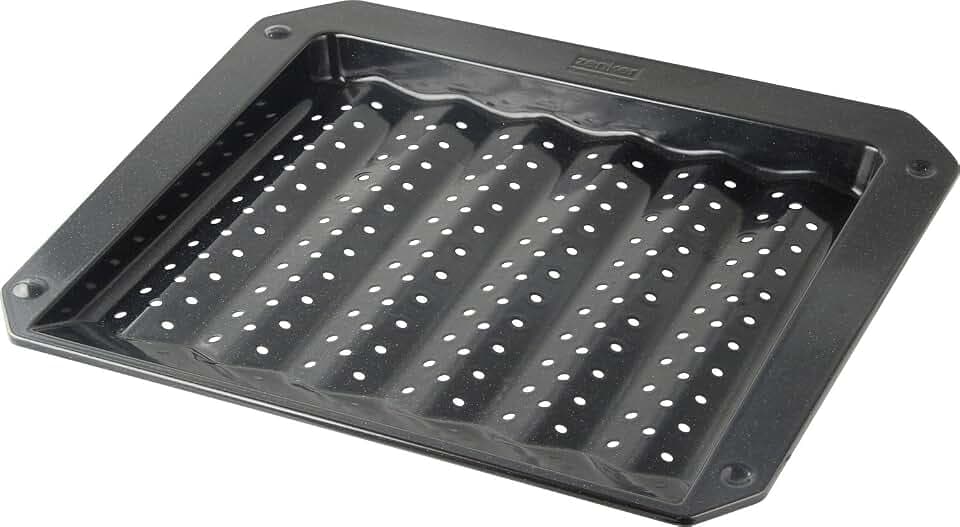 Zenker Grill- und Ofenblech Emaille (38 x 3 x 33 cm) SPECIAL COOKING, rechteckige Ofenform mit Emaille-Versiegelung, Grillform mit Fettsammelrillen (Farbe: Schwarz), Menge: 1 Stück