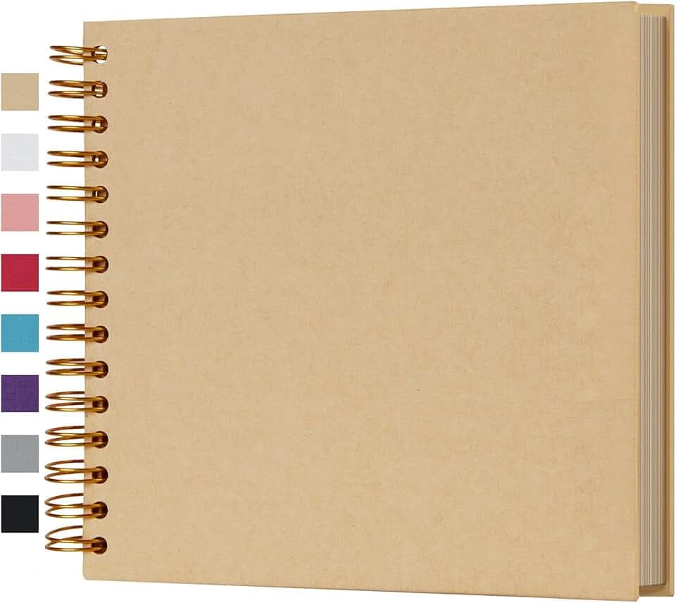 potricher 8 x 8 Inch DIY Scrapbook Album 80 Pages with Kraft Paper, Yellow