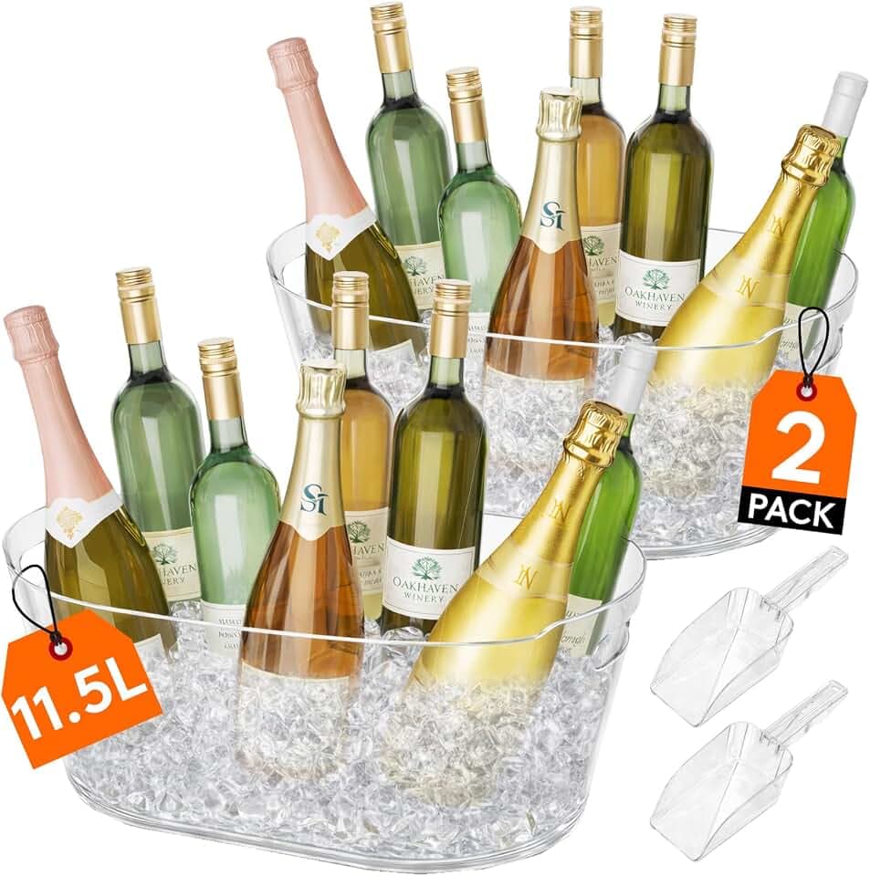 Lifewit 2x11,5L Sektkühler mit Eisschaufel für Cocktailbars aus Kunststoff
