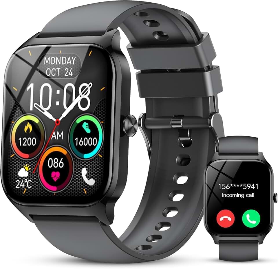 CASCHO Smartwatch Damen Herren, 1.85" HD Smart Watch, 115+ Modi, Fitness Tracker mit Bluetooth Telefonie, Schrittzähler Uhr mit bis zu 30 Tage Standby für iOS und Android