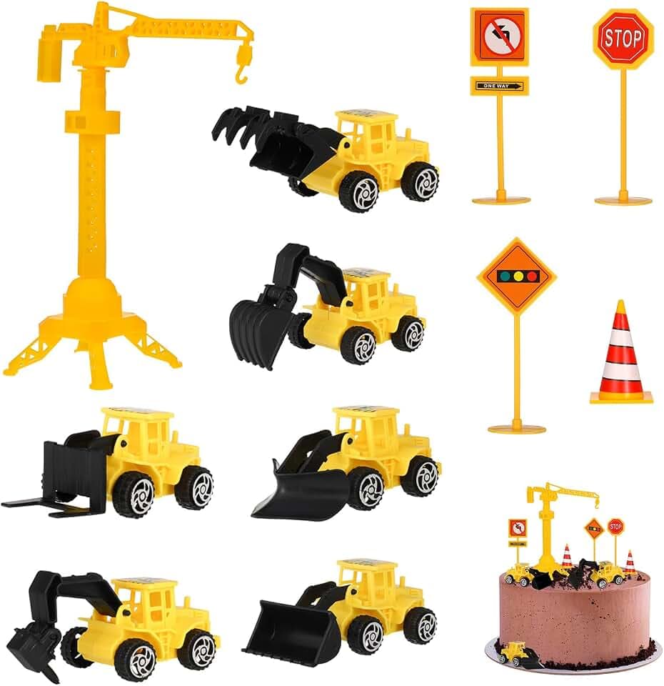 FANTESI Kuchen Deko Baustelle, 12 Stück Bagger Kuchendeko