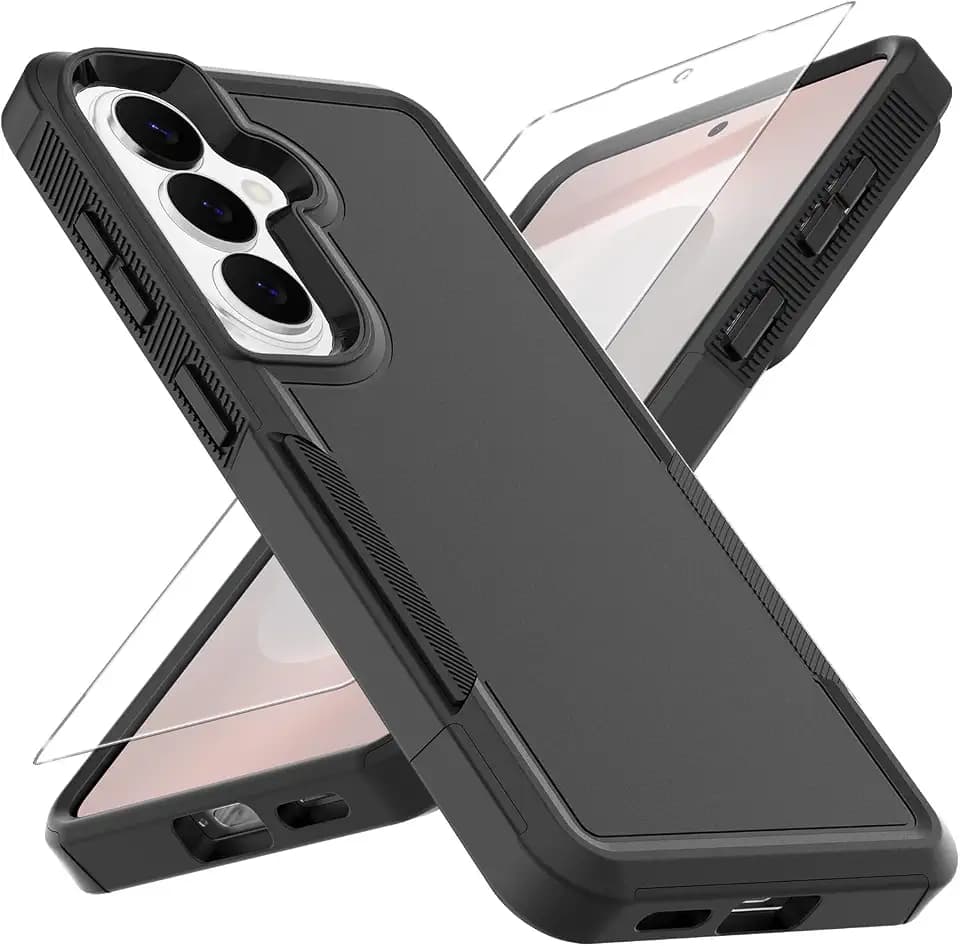 for Samsung Galaxy S26 Case,S26 Case,[Military Grade Drop Tested] with HD Screen Protector,Dual Layer Protective Heavy Duty Cell Phone Cover Non-Slip Shockproof Rugged Case for Galaxy S26 (Black)