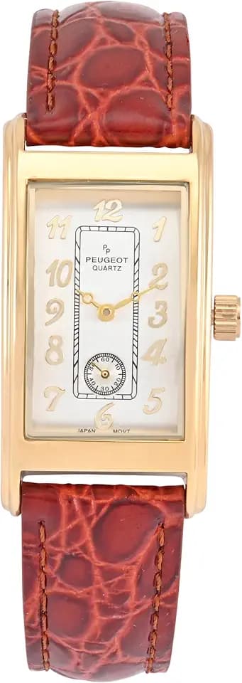 Peugeot Men's Vintage 1930s Tank Watch 14K Gold Alligator Leather Strap
