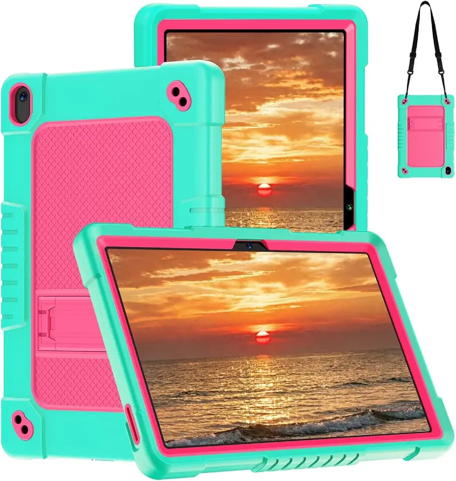 Shockproof Tablet Case for Walmart Onn 10.1 Tablet Case (2024 Model 100135923) Rugged Full-Body Case with Shoulder Strap Kickstand for Walmart Onn 10.1 4th Gen 2024 (GreenPink)