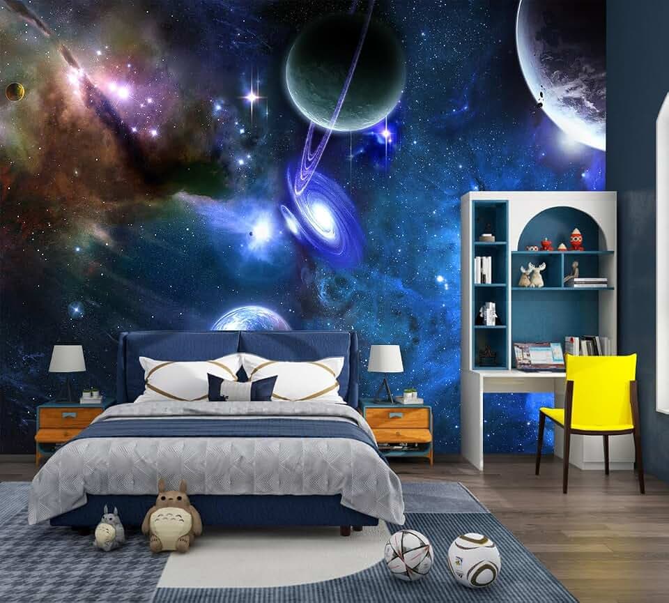 Galaxy Planet Wallpaper Mural Peel and Stick for Ceiling 137"x100"