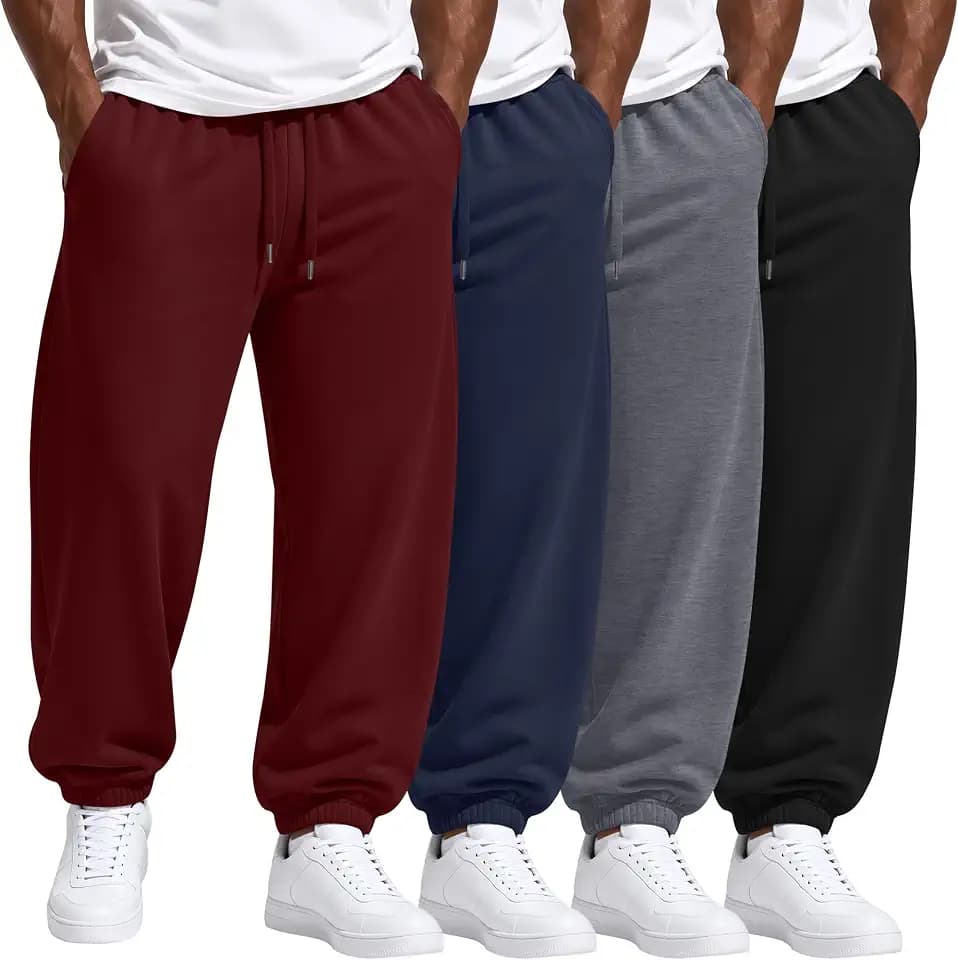 Evervibe 4 Pack Men's Big and Tall Sweatpants Loose Fit Joggers