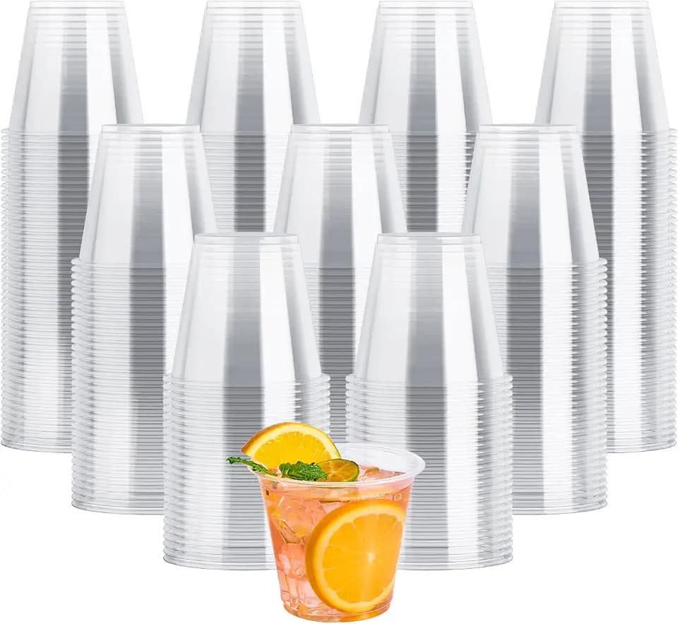 JOLLY CHEF 9 oz Plastic Cups, 600 Pack Clear Disposable Drinking Cups