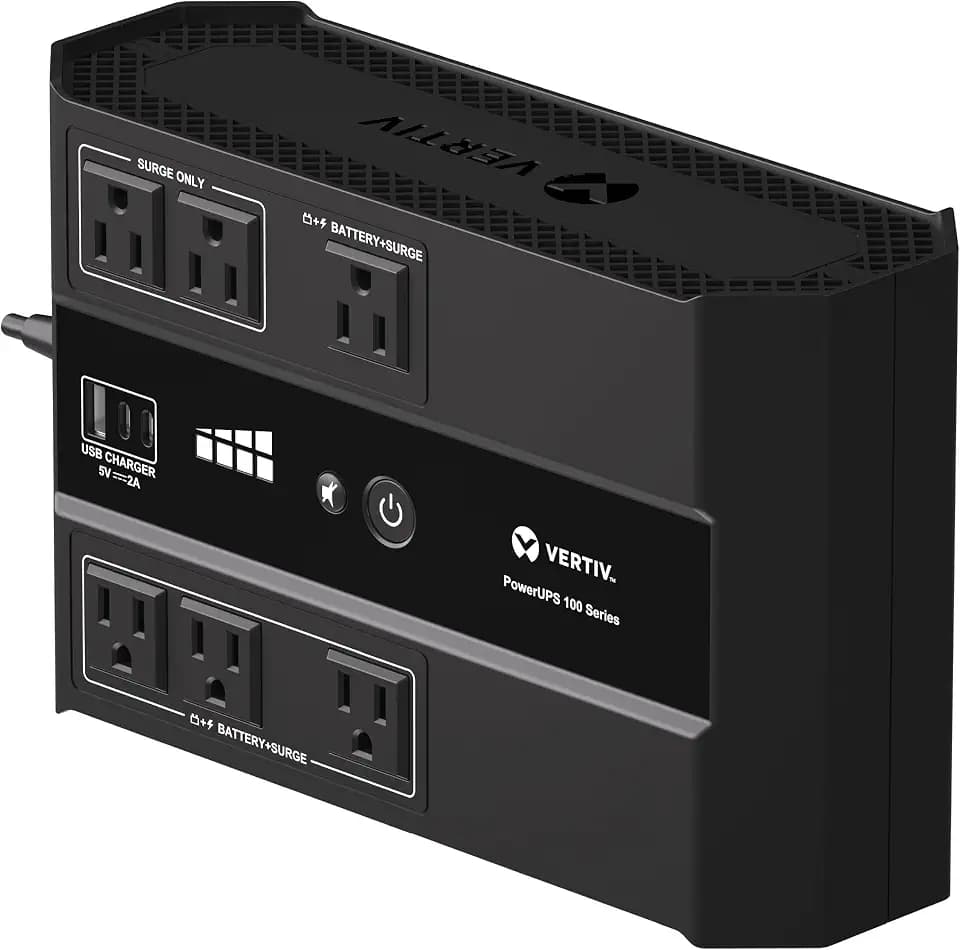 Vertiv Liebert PowerUPS 100 PST6-500LVMT Battery Backup UPS 500VA USB-C+A