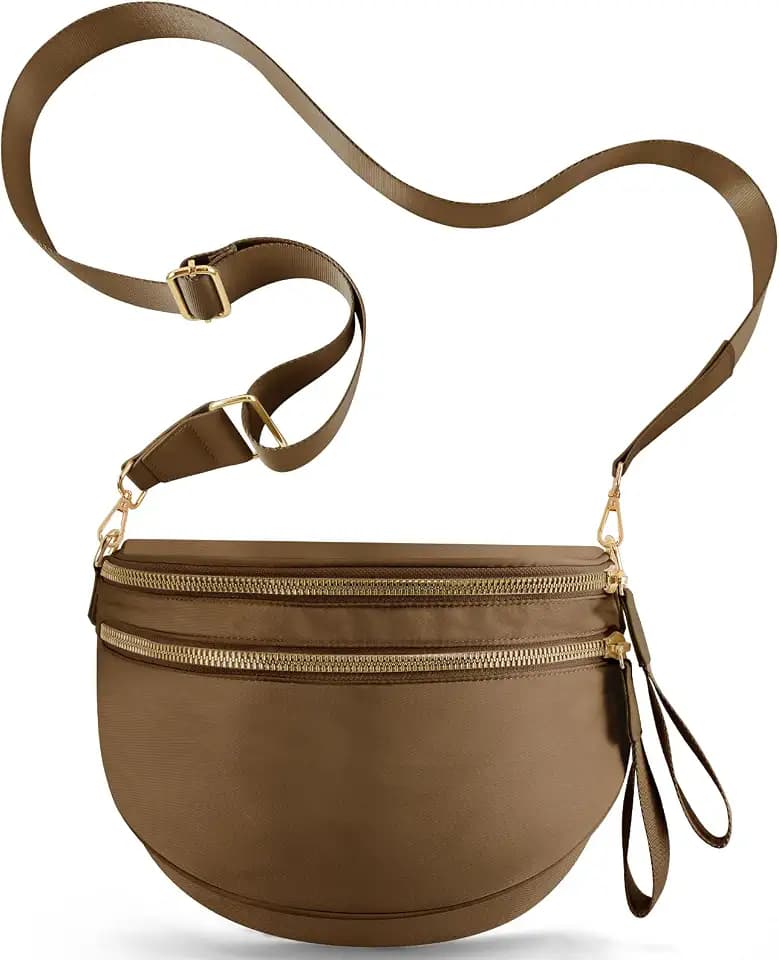 Checkered Crossbody Bags for Women, Large Nylon Bum Bags