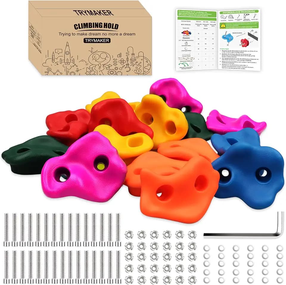 Trymaker Klettergriffe Kinder, 15 Stück Kletterwandgriffe (Große Größe)