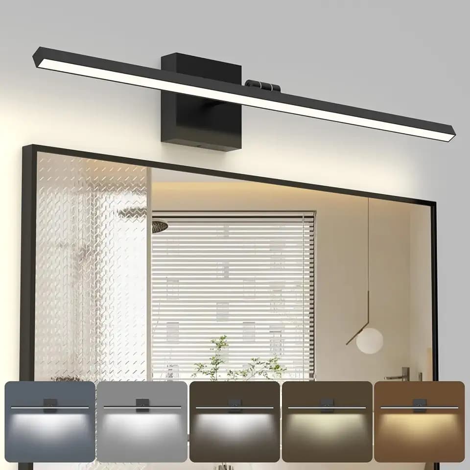 Black Bathroom Vanity Light Fixtures, Morden Vanity Lights with 5CCT&Dimmable Wall Sconce Lamp, 16IN Rotatable Vanity Bath Fixture Over Small Mirror For Bathroom Restroom Bedroom Hallway-ETL Certified