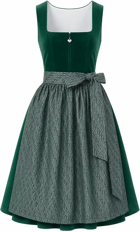 Lifos 0220 Dirndl Damen – Trachtenkleid für Oktoberfest mit Schürze, Wiesn Outfit,ohne Bluse