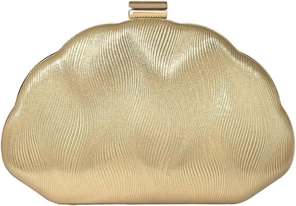 Verdusa Women's Clutch Purses Seashell Shaped Evening Handbag Metallic Chain Strap Mini Crossbody Purse