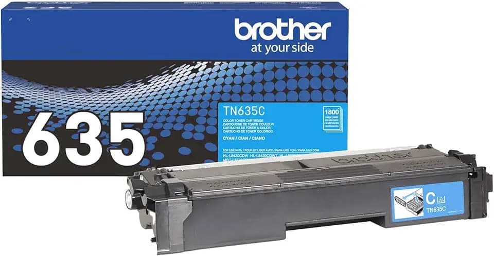 Brother Genuine TN635C Standard Yield Cyan Toner Cartridge, 1 Pack