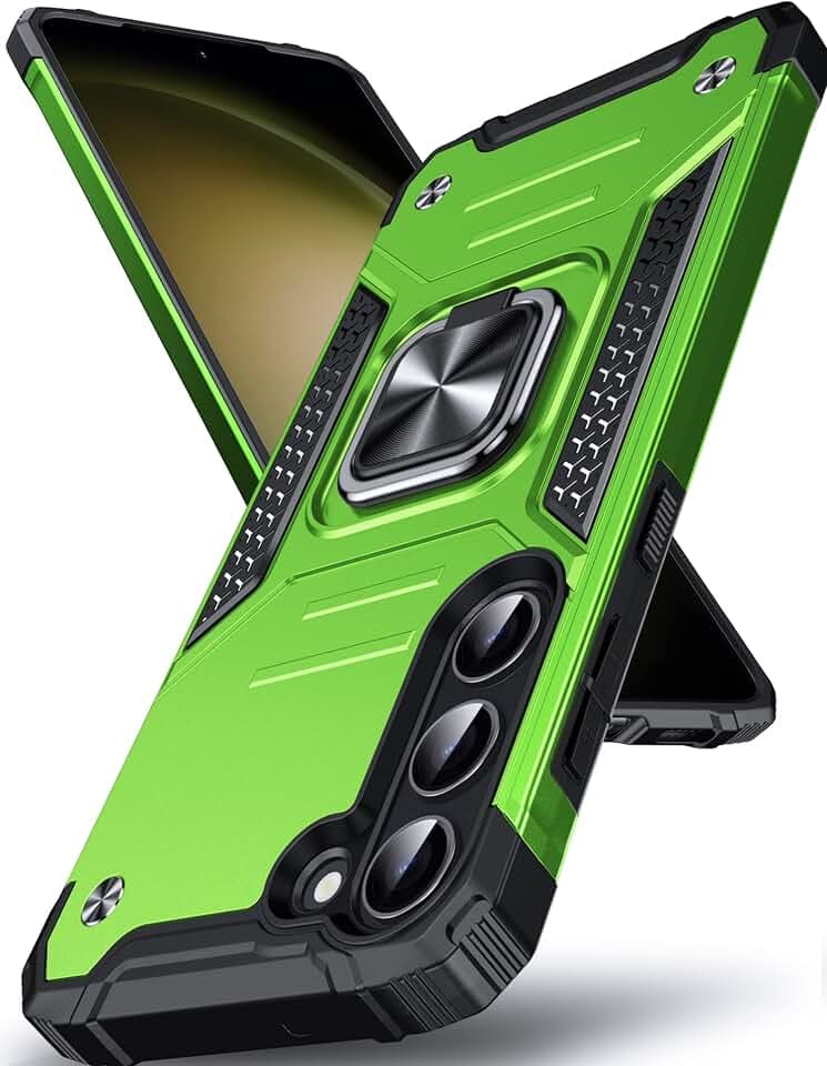 DASFOND Armor Hülle für Samsung Galaxy S23 Case Militär Stoßfest Handyhülle [Upgrade 2.0] 360 Grad Metal Ring Halter Ständer Schutzhülle [für Handyhalterung Auto Magnet], 6,1 Zoll, Grün