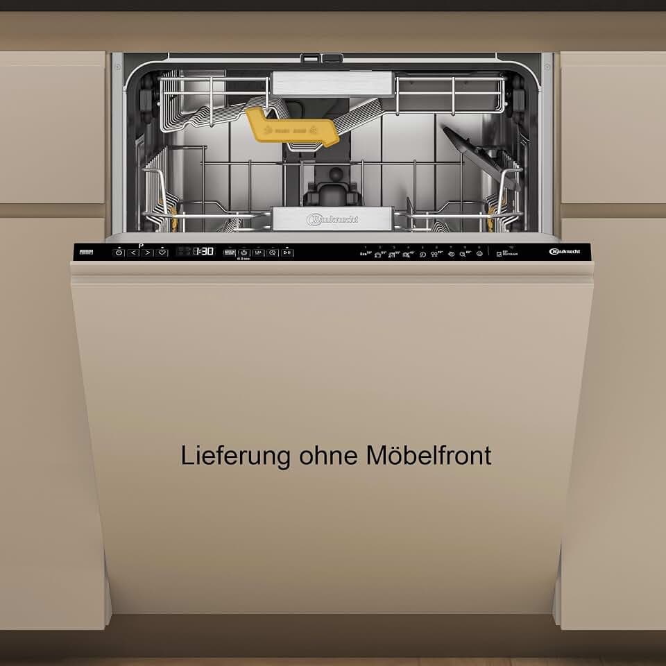 Bauknecht B8I HP42 LC Spülmaschine vollintegriert, Einbau-Geschirrspüler 60 cm, 14 Maßgedecke, PowerClean Pro, automatische Türöffnung, MaxiSpace, Dynamic Intelligence, leise 42 dB, Schwarz