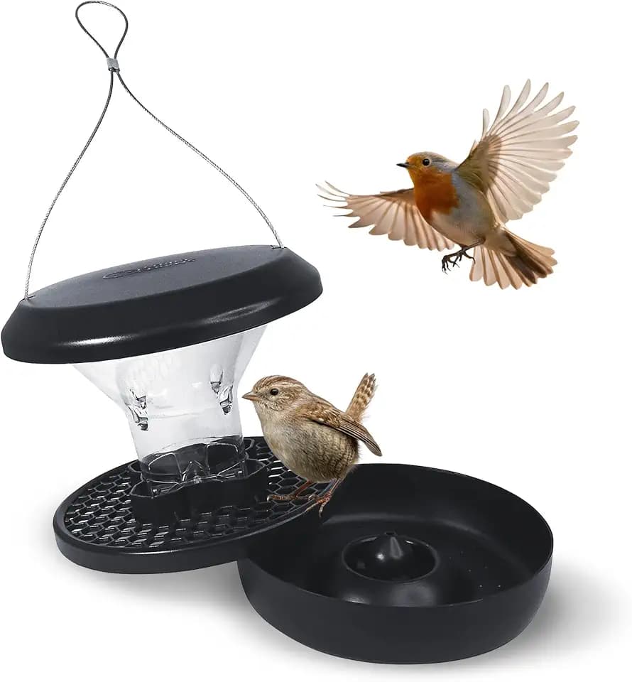 SWISSINNO Vogelfutterhaus zum Aufhängen Chur SMART Birds EICHHÖRNCHENRESISTENT – Massives Aluminium-Druckguss-Gehäuse, UV-beständiges ASA-Dach & SAN-Futterbehälter