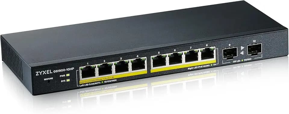 Zyxel Netzwerk Switch 8 Port | Smart Managed PoE+ | GS1900-10HP