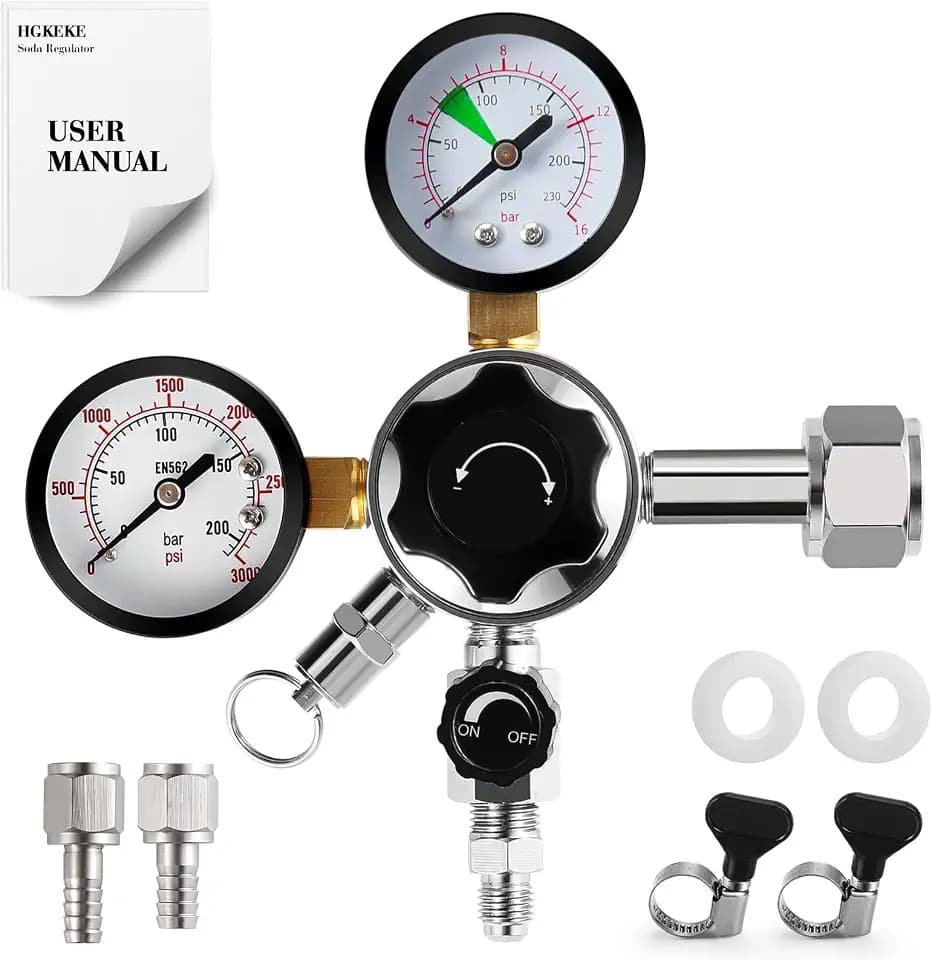 High Pressure CO2 Regulator Dual Gauge Keg Regulator 0-120PSI Output Pressure Regulator for Kegerator - CGA 320 Beer Regulator, 7/16-20 UNF Thread Fittings, Keg Regulator for Beer, Soda