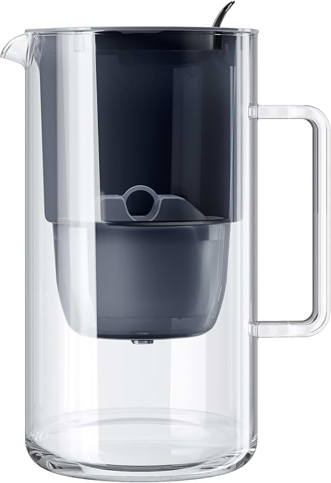 AQUAPHOR Wasserfilter Kanne aus Glas 2,5 L inkl. 1× MAXFOR+, Schwarz