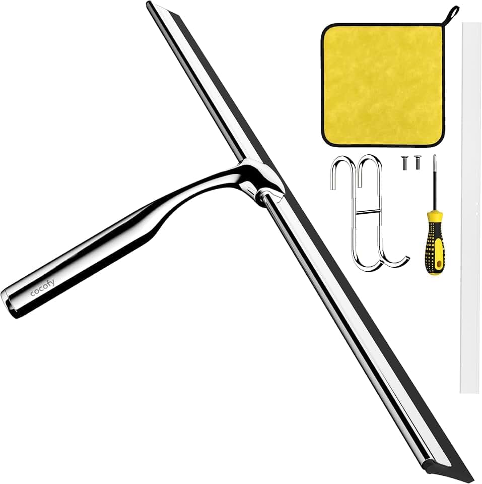 Duschabzieher groß breit XXL 45 cm ohne Bohren, Silber Edelstahl