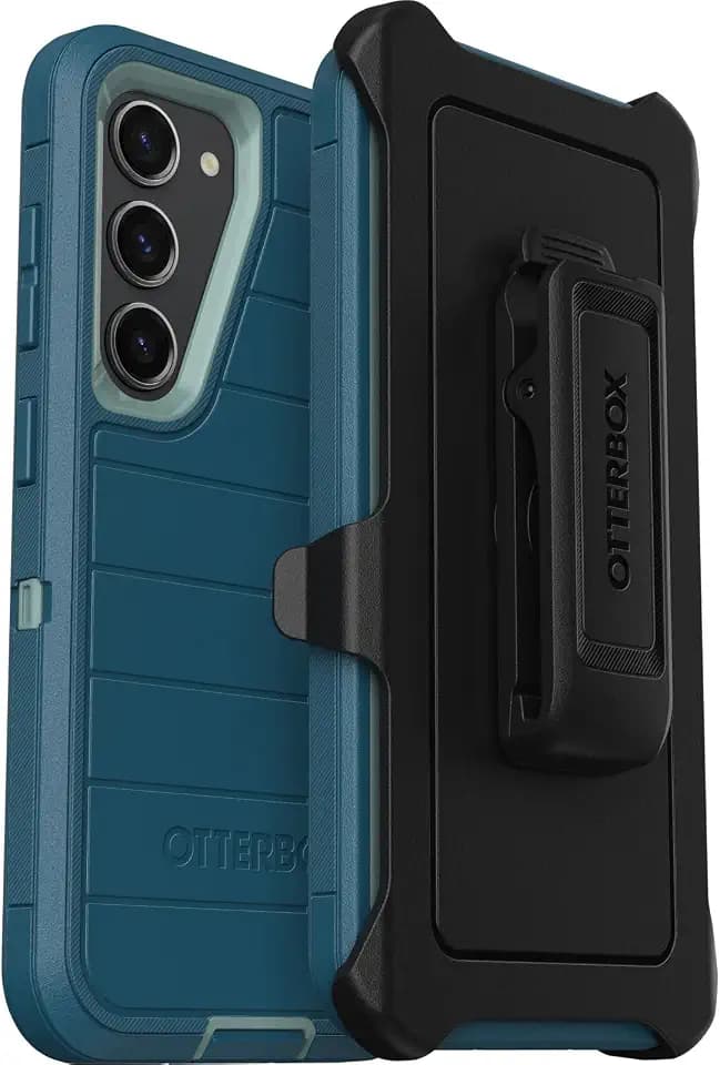 OtterBox Galaxy S23 (Only) - Defender Series Case - Manoeuvre (Blue), Rugged & Durable - with Port Protection - Includes Holster Clip Kickstand - Microbial Defense Protection - Non-Retail Packaging